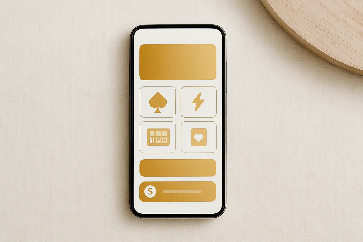 Modern smartphone displaying sleek casino app interface with games and bonuses
